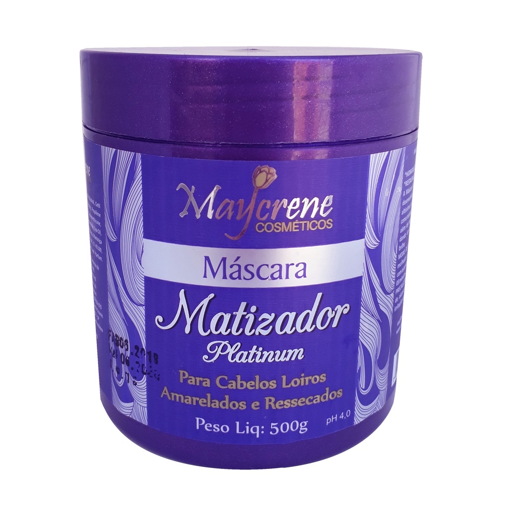 Máscara Matizadora Platinum Loiro Maycrene 500g em Oferta na Shopee