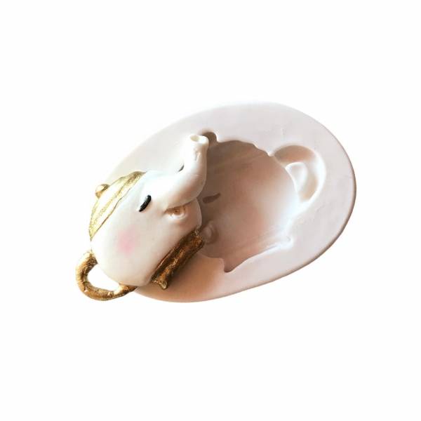 Molde de Silicone para Biscuit Artesanato e Confeitaria Bule De Lado A Bela E A Fera 405