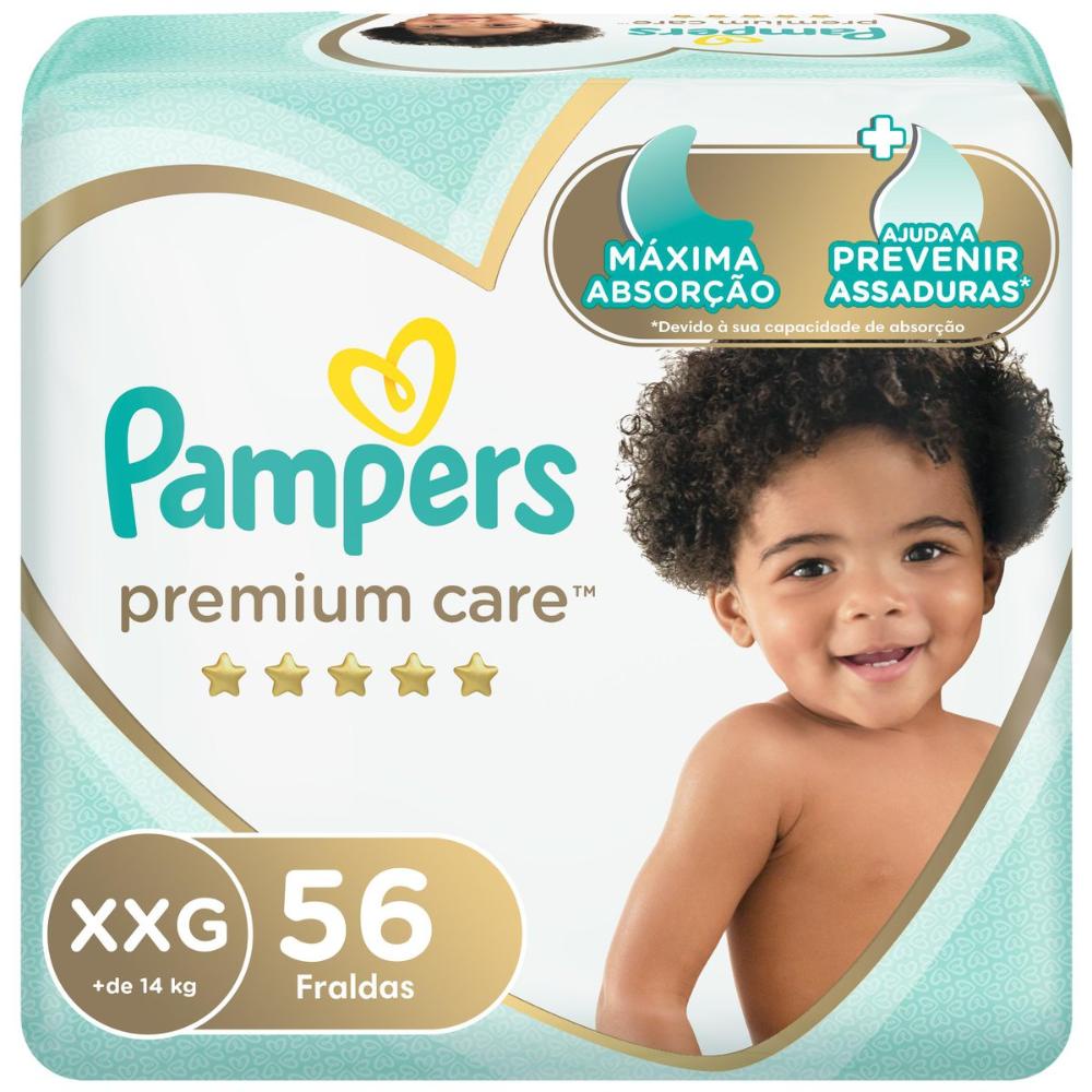 Fraldas Pampers Premium Care Jumbo Tamanho XXG 56 Unidades em Oferta na Shopee