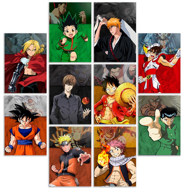 Kit 10 Quadros Animes Protagonistas Mdf 3mm Shopee Brasil 2914