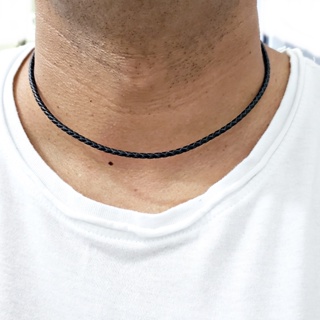 Gargantilha de couro natural legítimo masculina feminina vários tamanhos e cores  com fecho aço inox em Oferta na Shopee