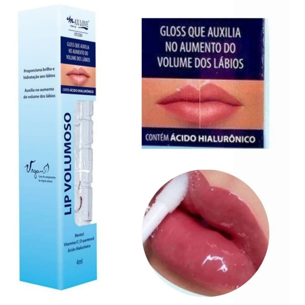 Lip Gloss Labial Volume Gloss que aumenta a boca Max Love | Shopee Brasil