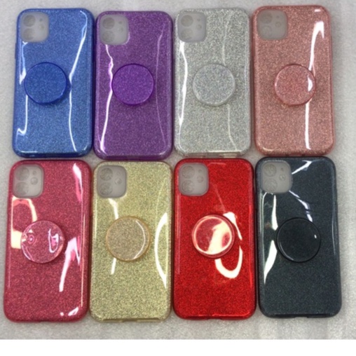Capa Para Celular Com Brilho E7 POWER Capinha Brilhosa Glitter Com Pop Suporte Colorida Compatível Para Modelo E7 POWER