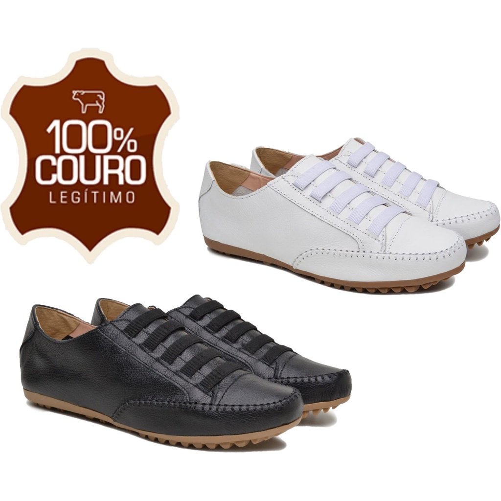 Sapatênis Tênis Couro Feminino Mocassim Em Couro Número Especial Do 33 Ao 42