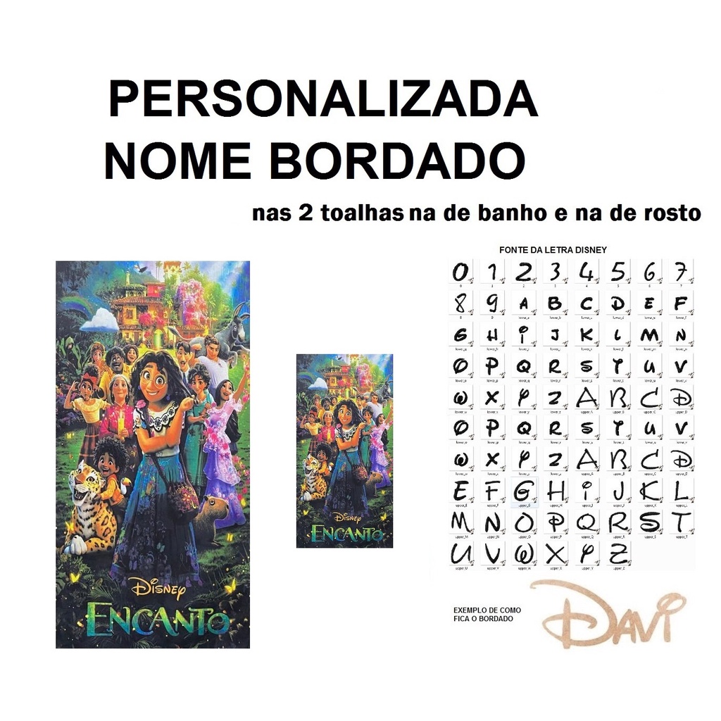 PERSONALIZADA NOME BORDADO kit Toalha de Banho Infantil Mirabel Encanto Turma + Toalha de Rosto
