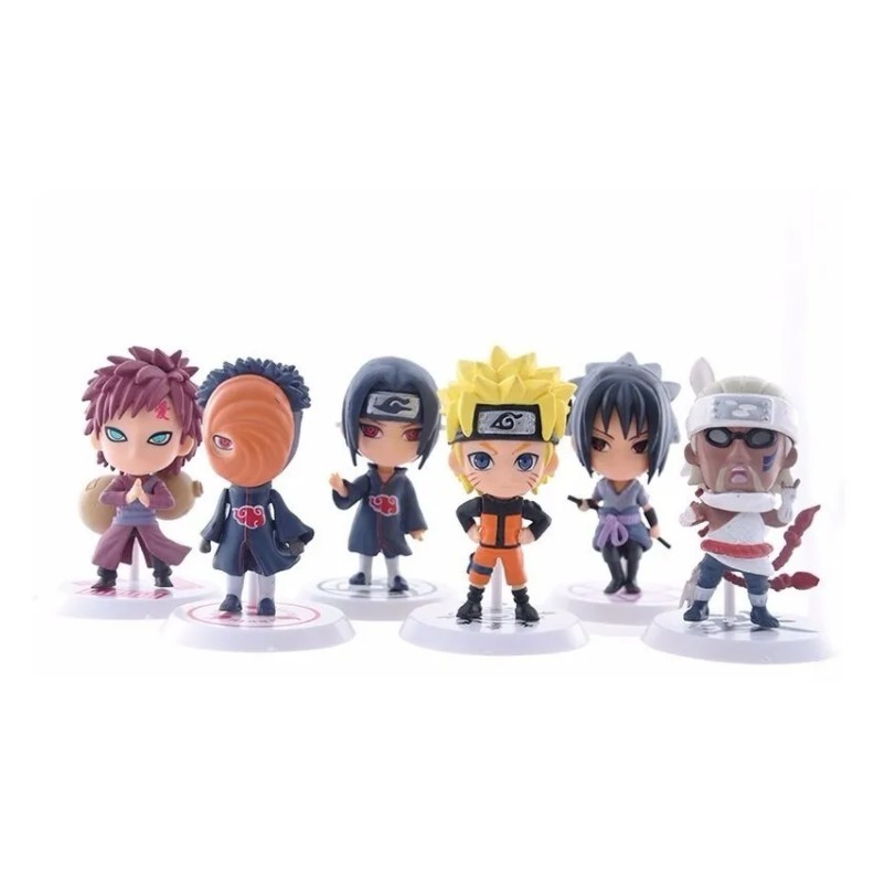 Kit 6 Action Figure Naruto Gaara Itachi Tobi Killer Sasuke