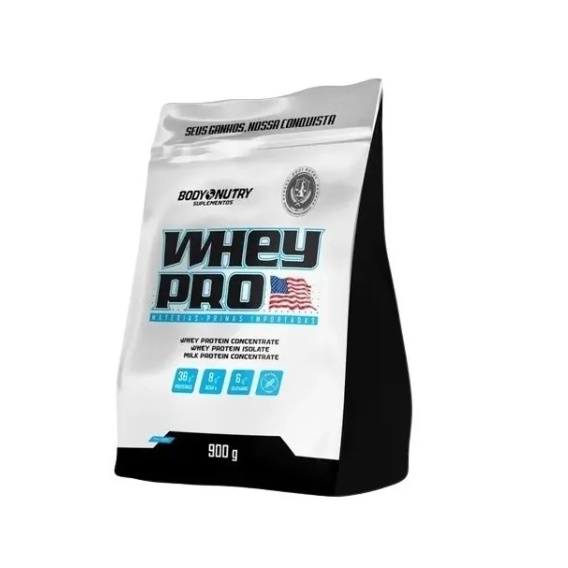 Whey Pro Body Nutry 900g 36g* de Proteína Ganho de Massa Muscular Hipertrofia Sabores: Morango, Baunilha ou Chocolate