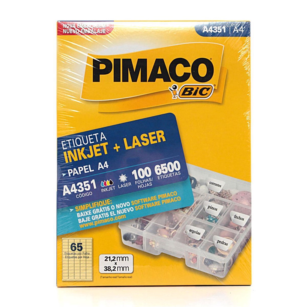 Etiqueta Adesiva 21,2x38,2 Pimaco A4351 CX C/ 100 Fls em Oferta na Shopee