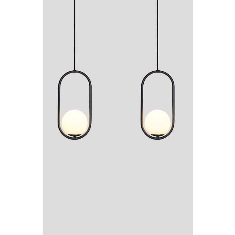 KIT 2 Luminárias PRETO Pendente Moderna Tipo Bola Quarto Cabeceira