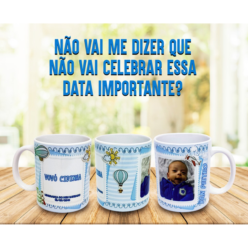 Caneca Branca Personalizado Foto Netinho para Vovó
