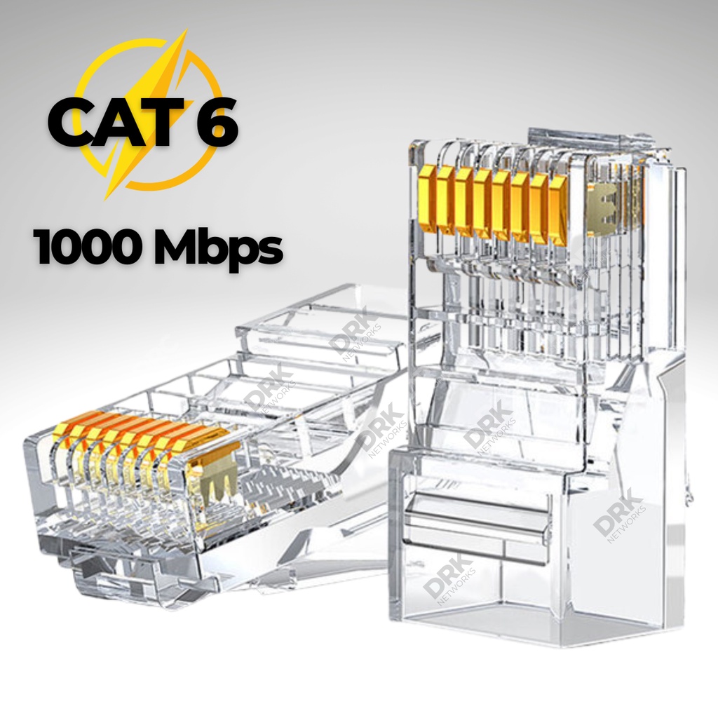 Conector Rj45 Cat6 Macho Kit Pacote 100 Unidades Plug Lan Ethernet Rj45