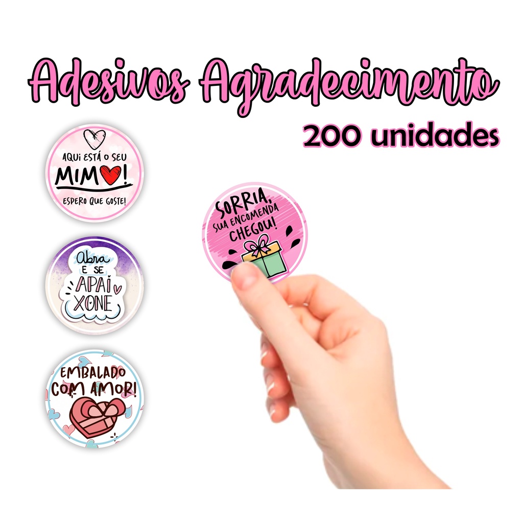 200 Adesivos Tag Agradecimento Encomendas Clientes Shopee Brasil 