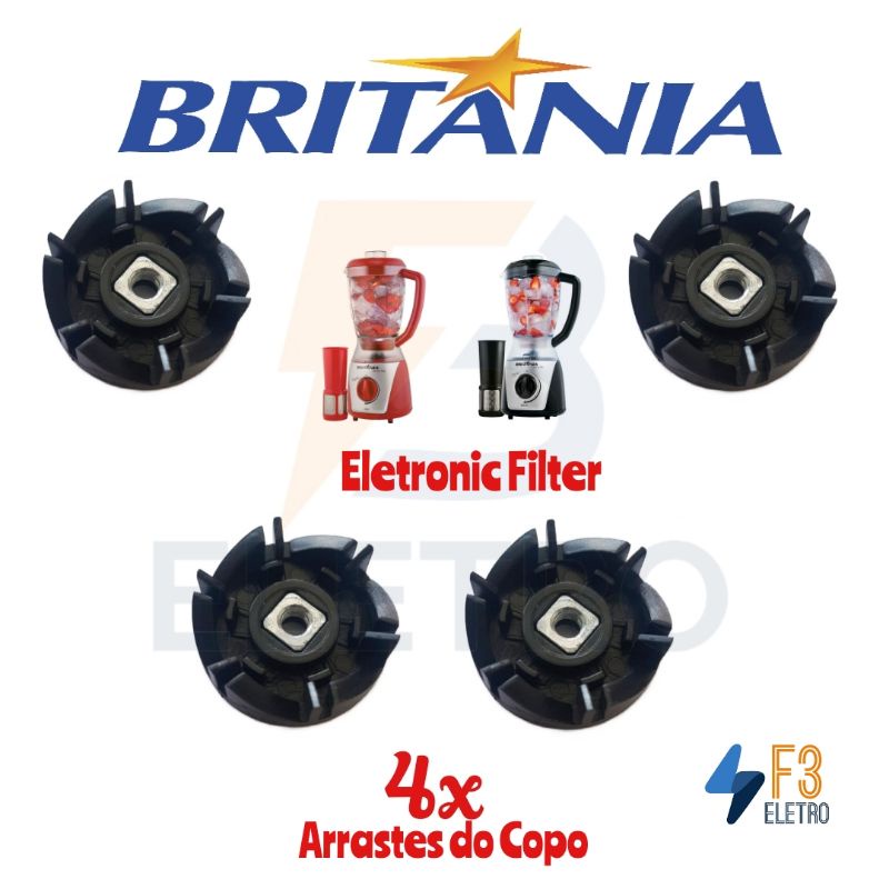 4x Arraste do Copo Original do Liquidificador Britania Eletronic Filter e Britania Black