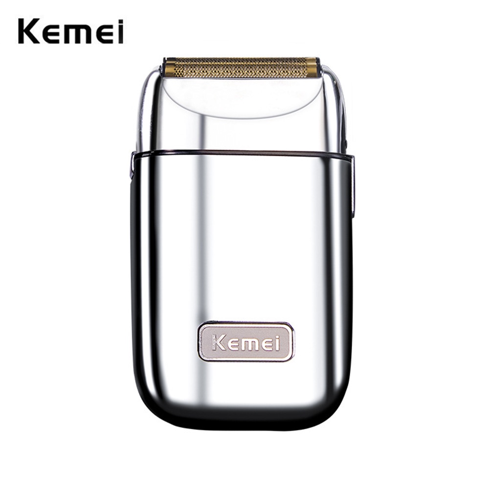 Kemei Wireless Metal Lâmina Dupla Barbeador Elétrico Homens Acabamento Fechado Máquina De Corte , Type-C Recarregável Para Barbear Seco Úmido
