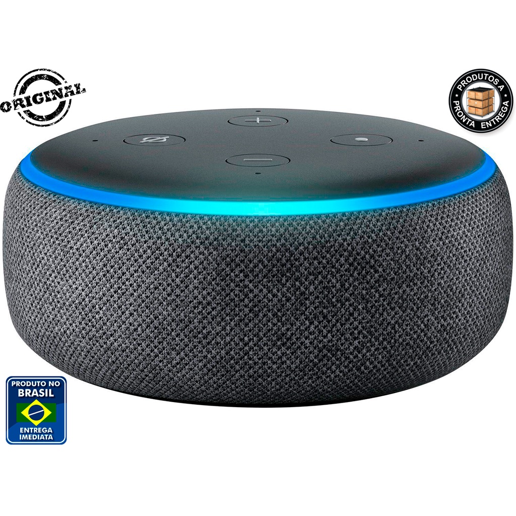 Alexa Echo Dot Amazon Smart Speaker Alexa 3 Geração Original - Cores Preta / Branca / Cinza /Rosa