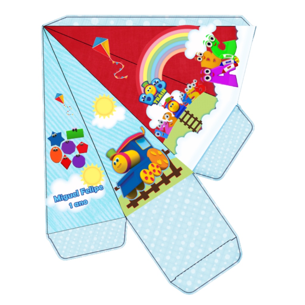 10 Caixas Piramide Personalizada Tema Bob O Trem Lembrancinha