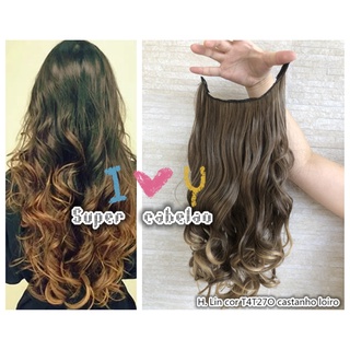 T4T27O - Aplique Mágico Cabelo Invisível Tiara transparente linha silicone Fio cor 4t27 castanho loiro morena iluminada Promocao