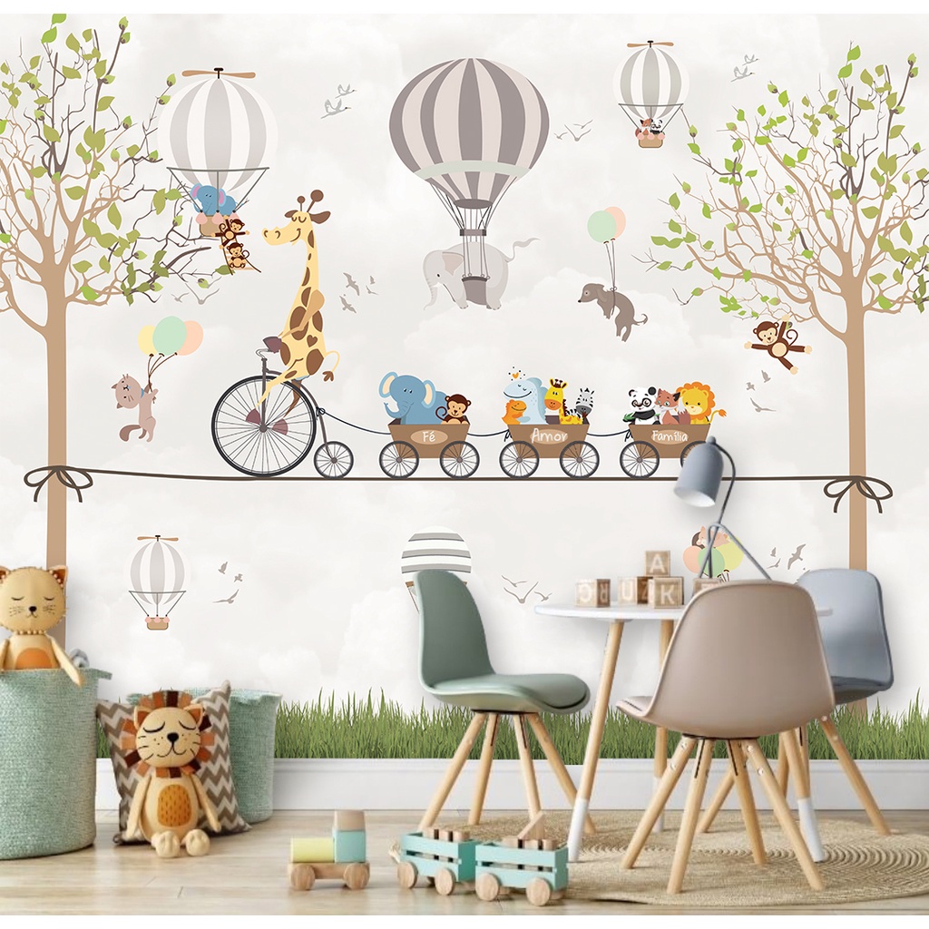 Papel De Parede Tema Safari Baby Quarto Infantil De Bebe E Crianca Shopee Brasil