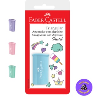 Apontador Escolar com Depósito Faber-Castell Triangular Tons Pastel / Papelaria  / Material Escolar / Apontador Colorido em Oferta na Shopee