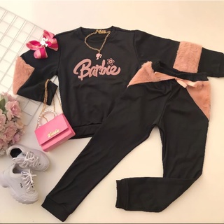 Conjunto de Frio Feminino Infantil Barbie Inverno Exclusivo Moletom em Oferta na Shopee