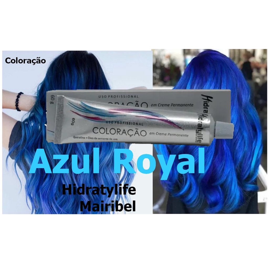 Tinta Cabelo Azul Royal Coloração 60g - Hidratylife Mairibel - Desconto ...