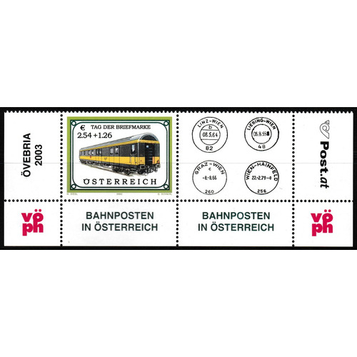 FILATELIA Austria 2003 Trem Bonde Locomotiva Ferrovia Quinha Fol