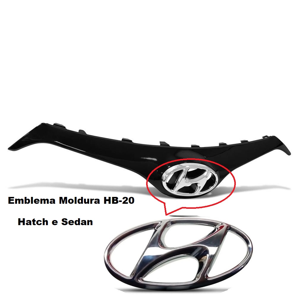 Emblema Hyundai Da Grade Hb20 2012 2013 2014 2015 2016 2017 2018 2019