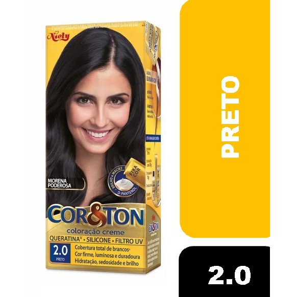 Tintura Creme Cor & Ton - Preto Morena Poderosa 2.0 em Oferta na Shopee