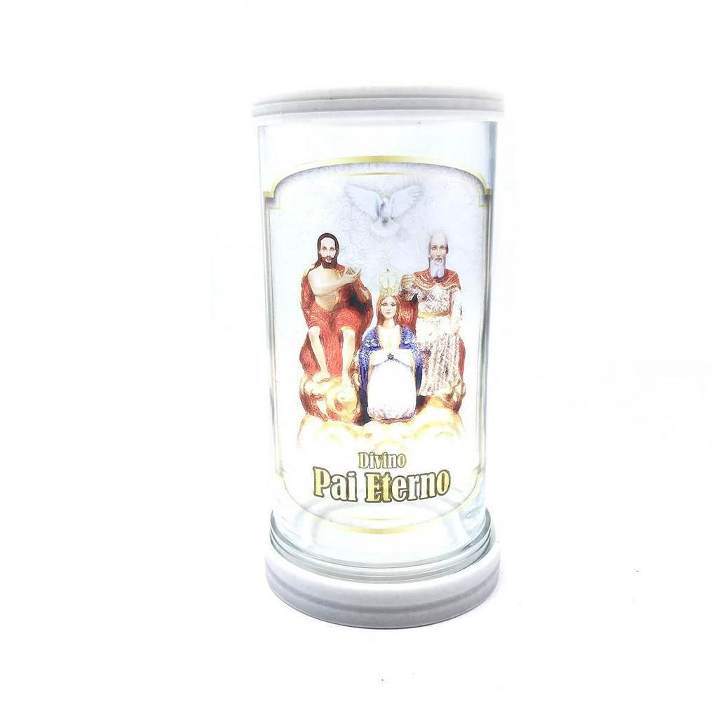 Porta Vela Divino Pai Eterno Vidro com Base em Mármore