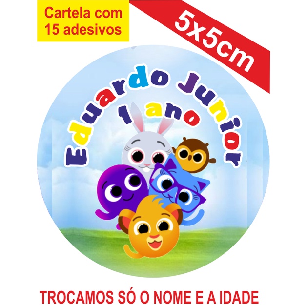 2 Cartelas de Adesivos (30 unidades) Personalizados Bolofofos 5x5cm Festa Aniversário Lembrancinha