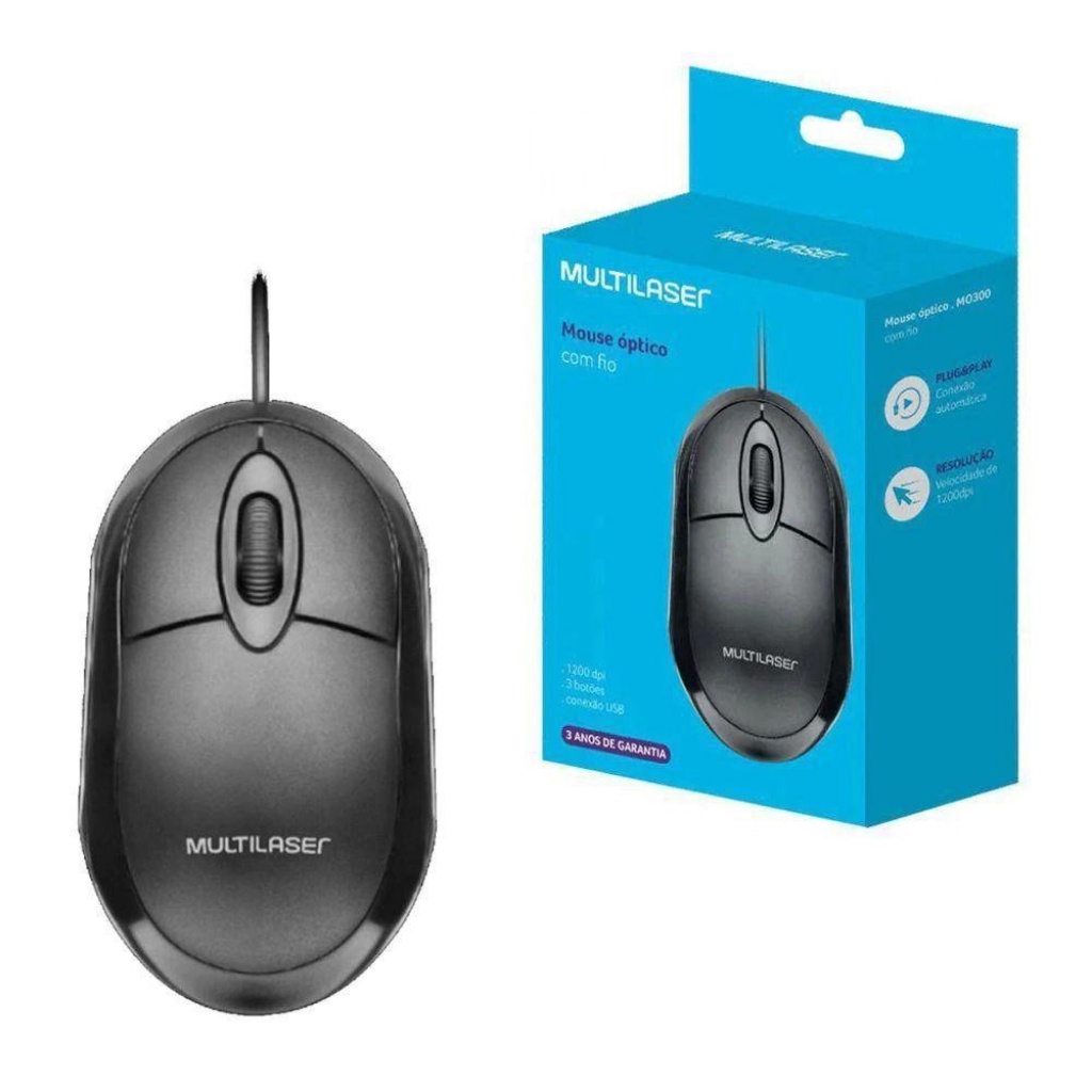 MOUSE OPTICO USB 1200DPI CLASSIC PRETO C/SCROLL UNID | Shopee Brasil