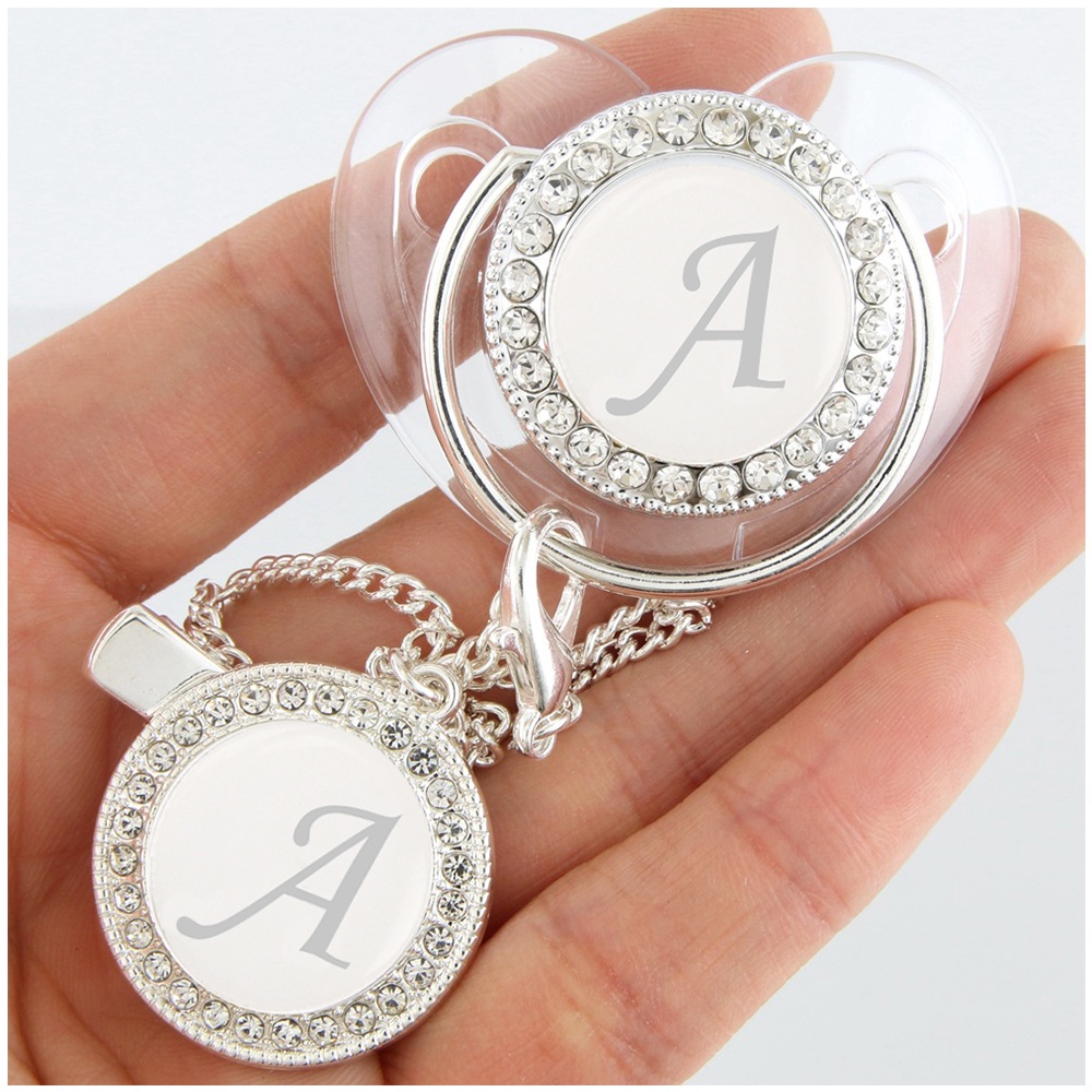 Chupeta De Prata Transparente Inclui Corrente Pacifier Disponível Para 0-12 Meses em Oferta na Shopee