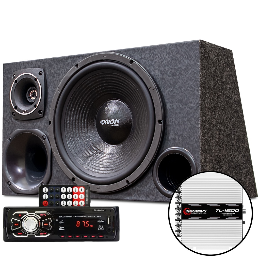 Kit Som Caixa Trio Sub 12 Leson Aparelho Bluetooth Modulo Amplificador Taramps