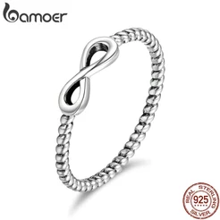 Bamoer 100 % 925 Sterling Silver Trendy Infinito Elegante SCR094 Anéis De Dedo Para As Mulheres Noivado Jóias Presente