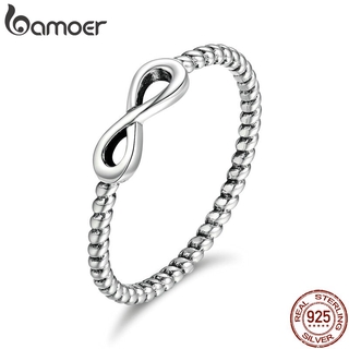 Bamoer 100 % 925 Sterling Silver Trendy Infinito Elegante SCR094 Anéis De Dedo Para As Mulheres Noivado Jóias Presente