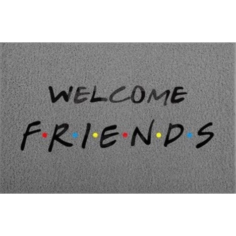 Tapete Capacho Welcome Friends 60x40 cm Prata.