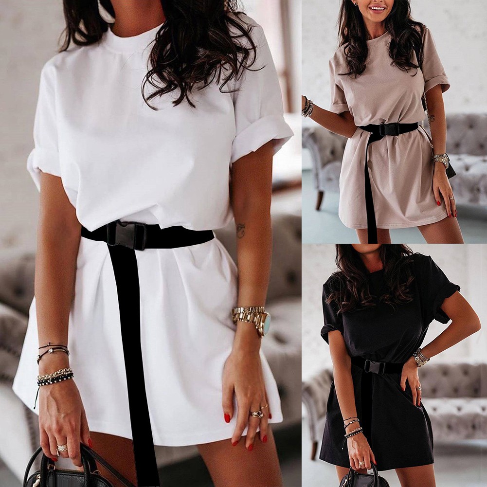 vestido folgado com cinto