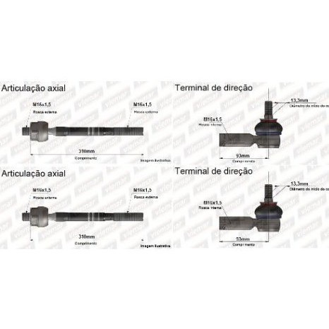 Ponteira Terminal Braço Axial Articulador Passat / Cc 05..