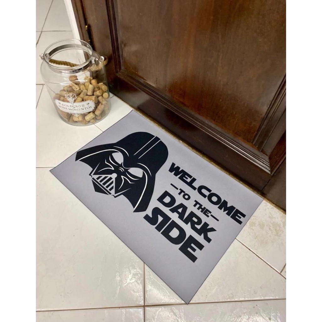 Tapete Capacho Entrada Darth Vader Star Wars Welcome to the dark side Disney 60x40 Cm