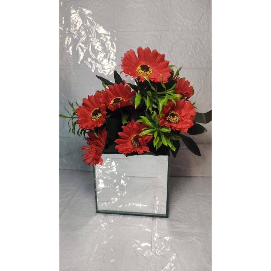 Vaso de Vidro Espelhado QUADRADO Para Montagem de Arranjos, Orquideas, Plantas Artificiais
