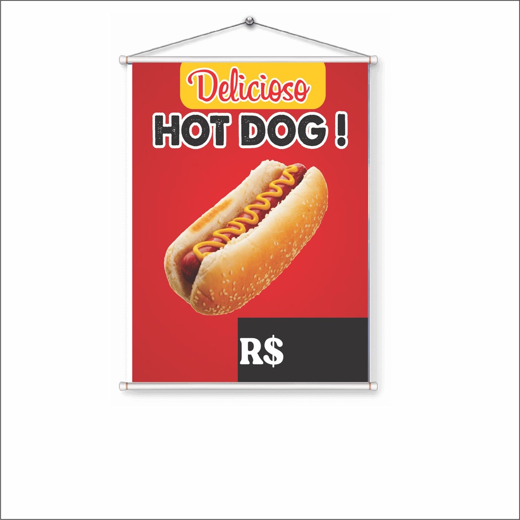 Banner Comercial Lanchonete, Trailer Cachorro Quente Hot Dog Lona Ultra Resistente
