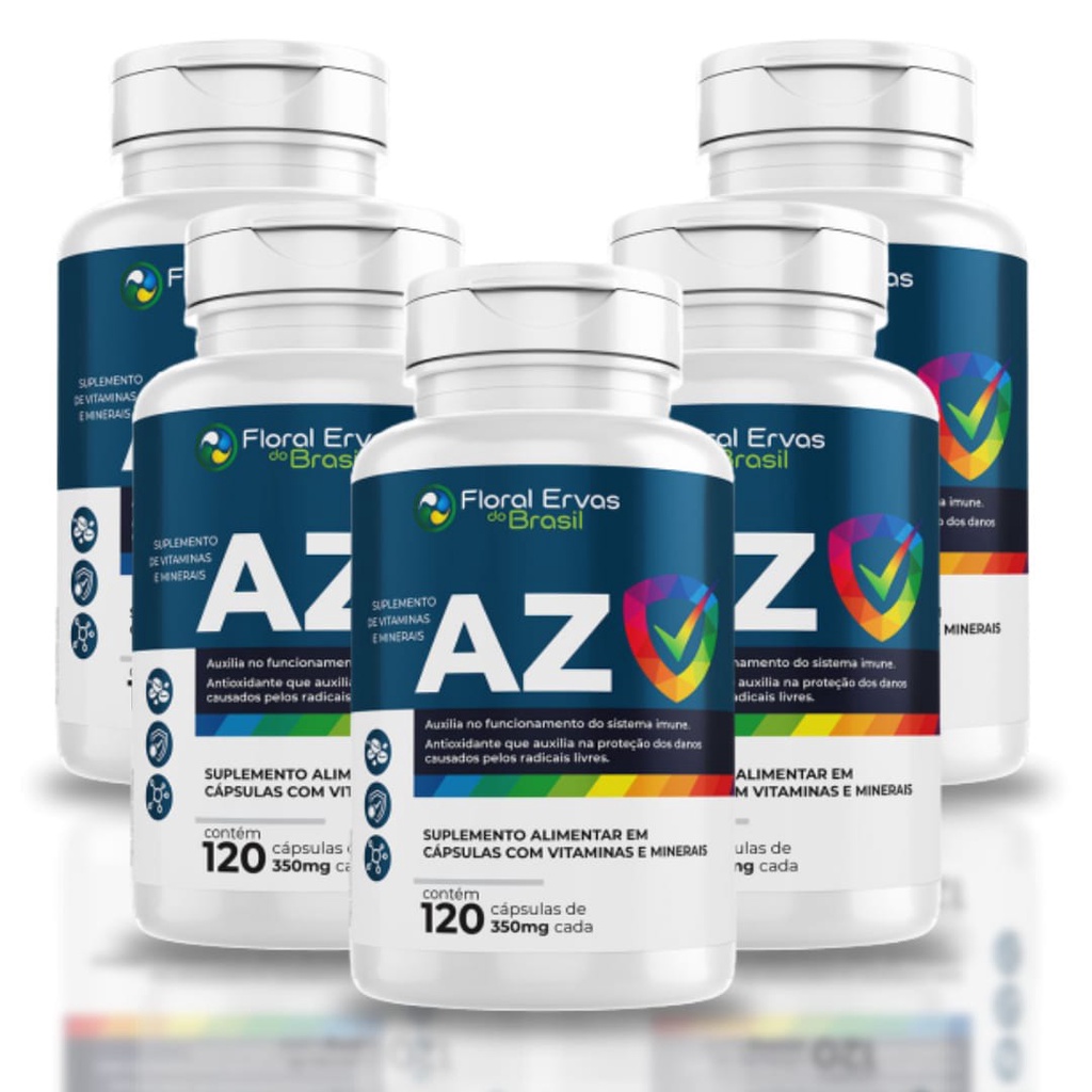 3 potes de  Polivitamínico 120 Cápsulas Original VitaminasAZ Vitamina B12 Zinco Imunidade