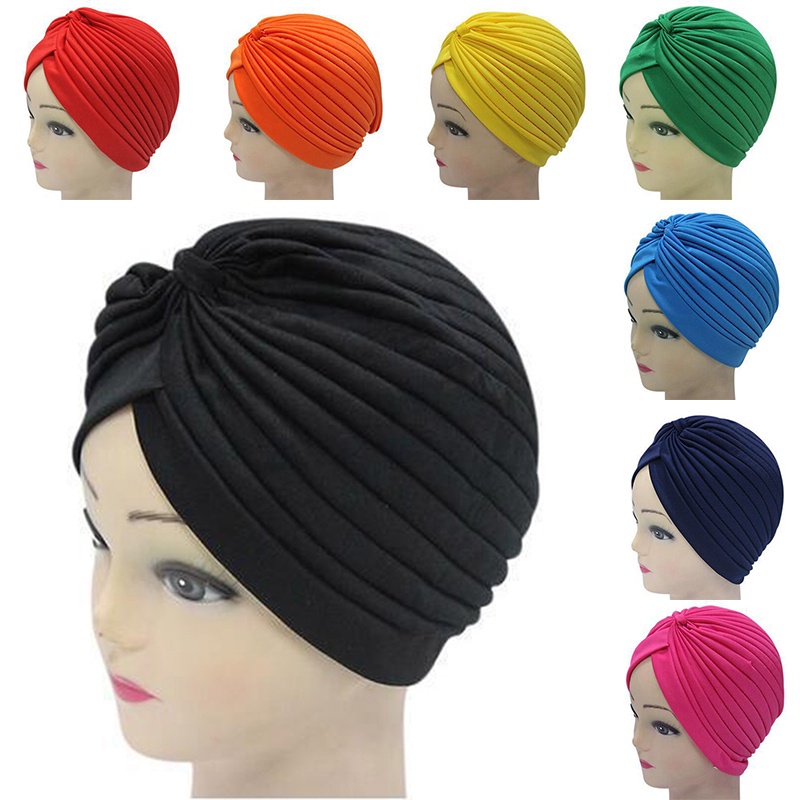 1 Piece Elastic Muslim Hijab Hat Indian Knotted Female Headwear