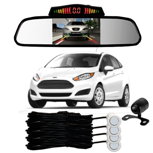 Sensor De Ré + Espelho Camera Ré Ford Fiesta Branco em Oferta na Shopee
