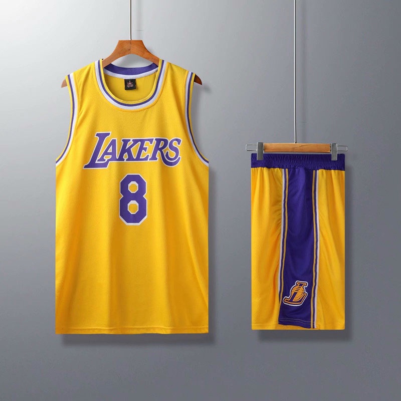 Homens Adultos Camisa De Basquete NBA Lakers No . 8 Kobe Bryant Sportwear Tops + Shorts