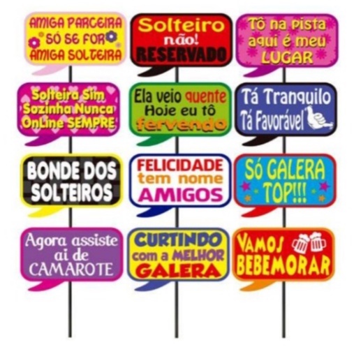 PLaquinhas Divertidas para fotos solteiro BALADA