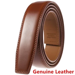 Cinto De Couro Genuíno Masculino Alça De Cintura Para Homens Terno Para Todas as Fivelas Automáticas Cintos De Couro Preto Marrom Sem Fivela
