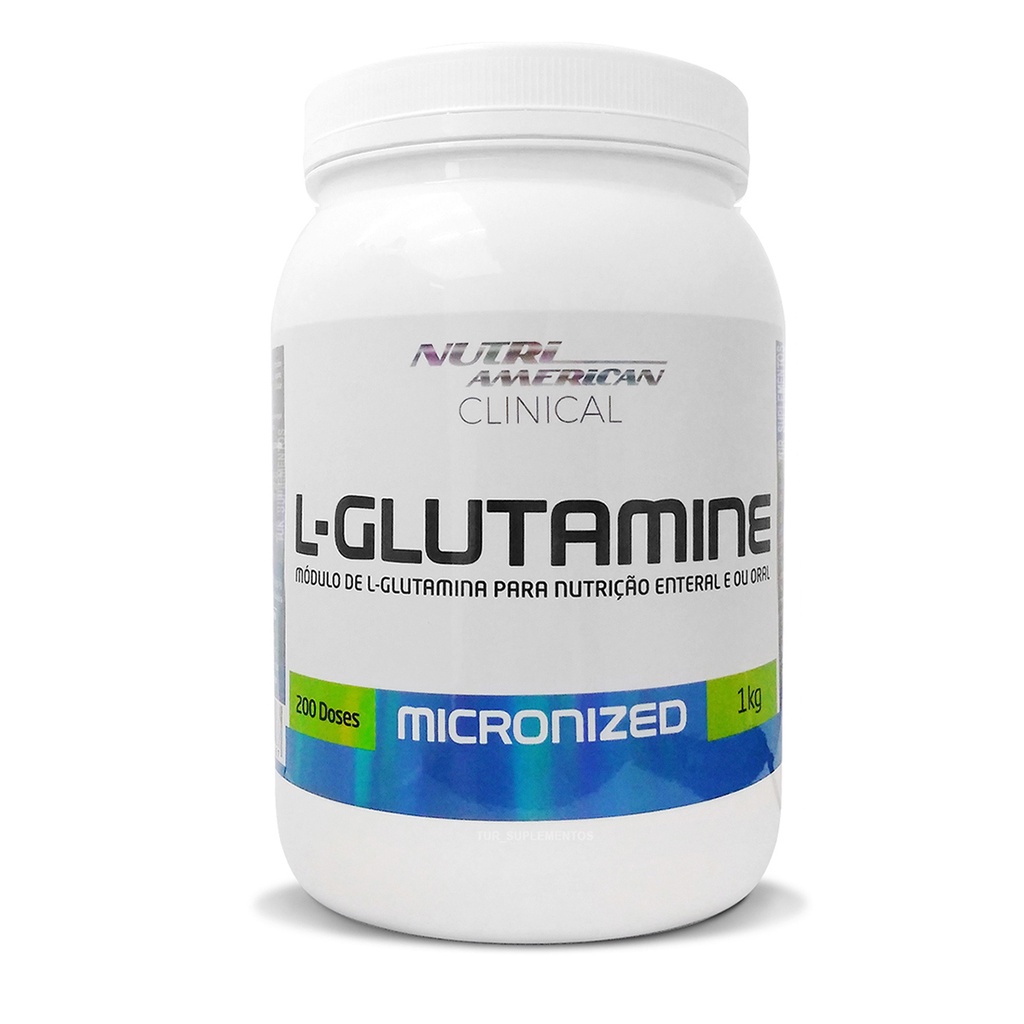 Glutamina Pura  em Pó 1kg L-Glutamine Micronizada - NutriAmerican Clinical