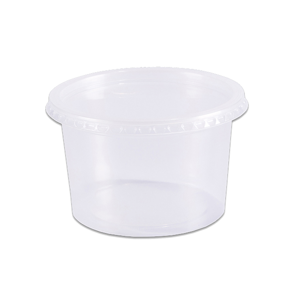 Pote Plástico Redondo Transparente Freezer/Microondas 250ml c/24 - Prafesta