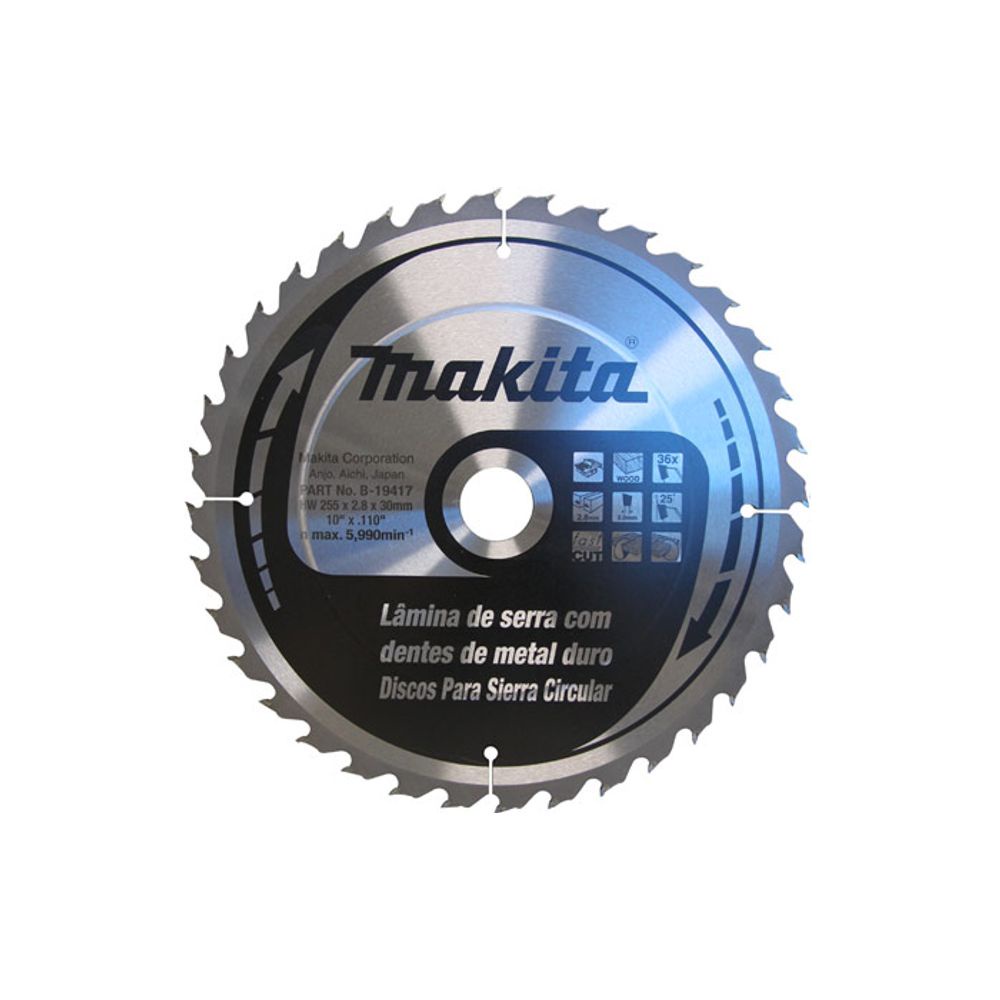 Disco de Serra Circular de Bancada 255x30mm 36 Dentes Madeira B-19417 ...